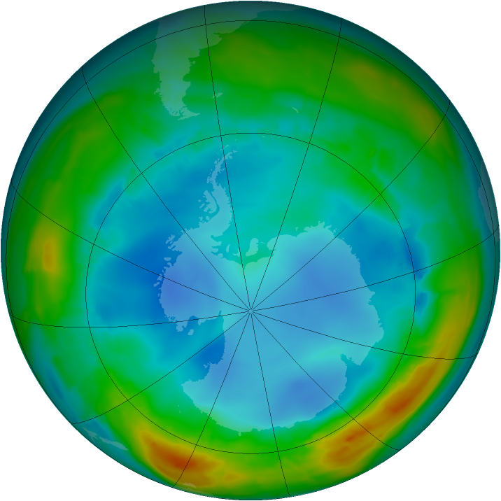 Antarctic ozone map for 01 August 2014
